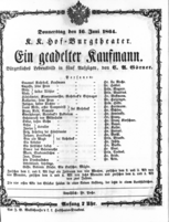 Theaterzettel (Oper und Burgtheater in Wien) 18640616 Seite: 1