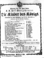 Theaterzettel (Oper und Burgtheater in Wien) 18640619 Seite: 1