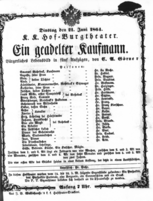 Theaterzettel (Oper und Burgtheater in Wien) 18640621 Seite: 1