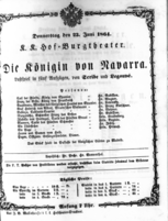 Theaterzettel (Oper und Burgtheater in Wien) 18640623 Seite: 1