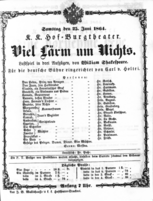 Theaterzettel (Oper und Burgtheater in Wien) 18640625 Seite: 1