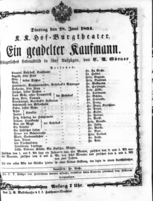 Theaterzettel (Oper und Burgtheater in Wien) 18640628 Seite: 1