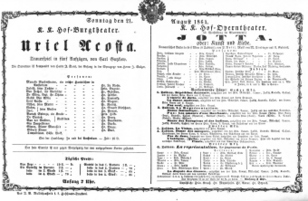 Theaterzettel (Oper und Burgtheater in Wien) 18640821 Seite: 1