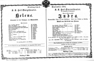 Theaterzettel (Oper und Burgtheater in Wien) 18640906 Seite: 1