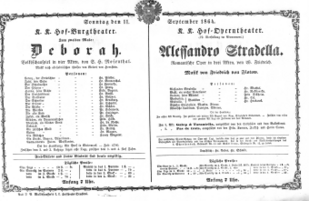 Theaterzettel (Oper und Burgtheater in Wien) 18640911 Seite: 1