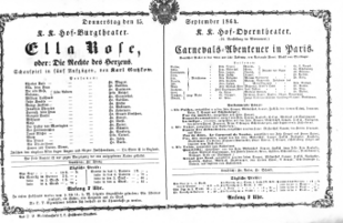 Theaterzettel (Oper und Burgtheater in Wien) 18640915 Seite: 1