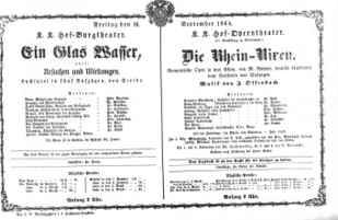 Theaterzettel (Oper und Burgtheater in Wien) 18640916 Seite: 1