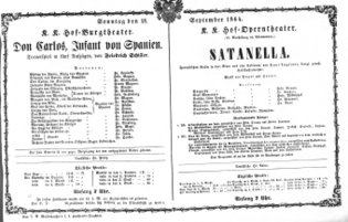 Theaterzettel (Oper und Burgtheater in Wien) 18640918 Seite: 1
