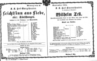 Theaterzettel (Oper und Burgtheater in Wien) 18640919 Seite: 1