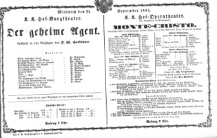 Theaterzettel (Oper und Burgtheater in Wien) 18640921 Seite: 1