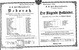 Theaterzettel (Oper und Burgtheater in Wien) 18640922 Seite: 1