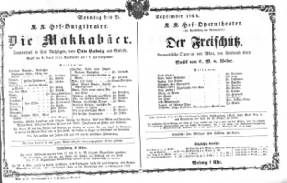 Theaterzettel (Oper und Burgtheater in Wien) 18640925 Seite: 1