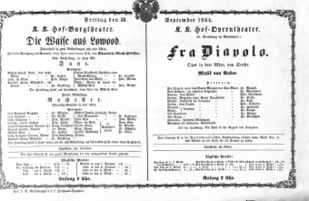 Theaterzettel (Oper und Burgtheater in Wien) 18640930 Seite: 1
