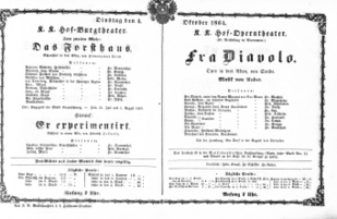 Theaterzettel (Oper und Burgtheater in Wien) 18641004 Seite: 1
