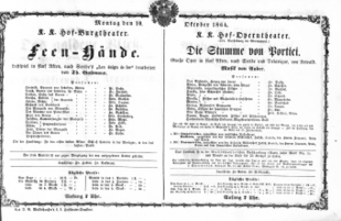 Theaterzettel (Oper und Burgtheater in Wien) 18641010 Seite: 1