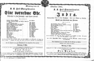 Theaterzettel (Oper und Burgtheater in Wien) 18641017 Seite: 1