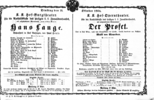 Theaterzettel (Oper und Burgtheater in Wien) 18641018 Seite: 1