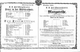 Theaterzettel (Oper und Burgtheater in Wien) 18641021 Seite: 1