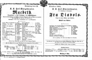 Theaterzettel (Oper und Burgtheater in Wien) 18641023 Seite: 1