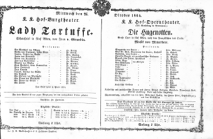 Theaterzettel (Oper und Burgtheater in Wien) 18641026 Seite: 1