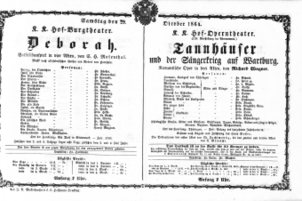 Theaterzettel (Oper und Burgtheater in Wien) 18641029 Seite: 1