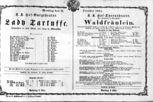 Theaterzettel (Oper und Burgtheater in Wien) 18641031 Seite: 1