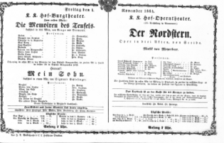 Theaterzettel (Oper und Burgtheater in Wien) 18641104 Seite: 1