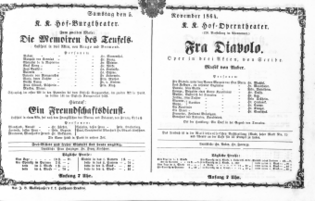 Theaterzettel (Oper und Burgtheater in Wien) 18641105 Seite: 1