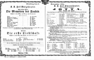 Theaterzettel (Oper und Burgtheater in Wien) 18641108 Seite: 1