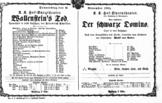 Theaterzettel (Oper und Burgtheater in Wien) 18641110 Seite: 1