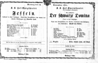 Theaterzettel (Oper und Burgtheater in Wien) 18641114 Seite: 1