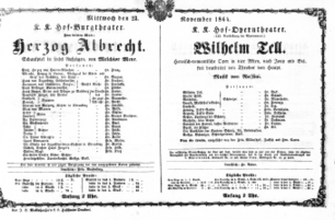 Theaterzettel (Oper und Burgtheater in Wien) 18641123 Seite: 1