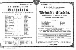 Theaterzettel (Oper und Burgtheater in Wien) 18641127 Seite: 1