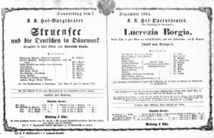 Theaterzettel (Oper und Burgtheater in Wien) 18641201 Seite: 1