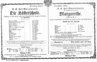 Theaterzettel (Oper und Burgtheater in Wien) 18641202 Seite: 1