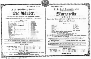 Theaterzettel (Oper und Burgtheater in Wien) 18641207 Seite: 1