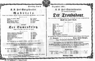 Theaterzettel (Oper und Burgtheater in Wien) 18641209 Seite: 1