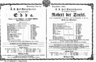 Theaterzettel (Oper und Burgtheater in Wien) 18641211 Seite: 1