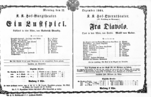 Theaterzettel (Oper und Burgtheater in Wien) 18641212 Seite: 1