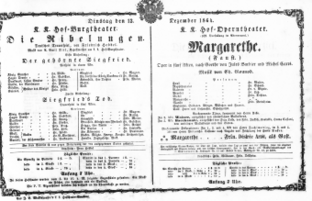 Theaterzettel (Oper und Burgtheater in Wien) 18641213 Seite: 1