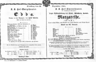Theaterzettel (Oper und Burgtheater in Wien) 18641220 Seite: 1
