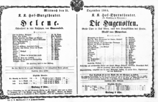 Theaterzettel (Oper und Burgtheater in Wien) 18641221 Seite: 1