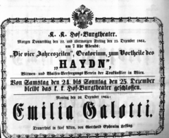 Theaterzettel (Oper und Burgtheater in Wien) 18641222 Seite: 1