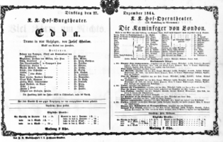 Theaterzettel (Oper und Burgtheater in Wien) 18641227 Seite: 1