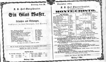 Theaterzettel (Oper und Burgtheater in Wien) 18641230 Seite: 1