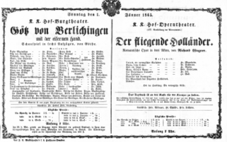 Theaterzettel (Oper und Burgtheater in Wien) 18650101 Seite: 1