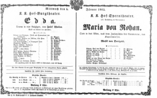 Theaterzettel (Oper und Burgtheater in Wien) 18650104 Seite: 1