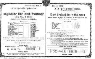 Theaterzettel (Oper und Burgtheater in Wien) 18650105 Seite: 1