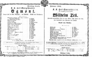 Theaterzettel (Oper und Burgtheater in Wien) 18650106 Seite: 1