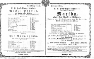 Theaterzettel (Oper und Burgtheater in Wien) 18650107 Seite: 1
